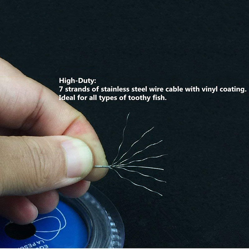 PRO BEROS Edelstahl-Angelschnur, 10 m, 7 Stränge, 10 lb-200 lb, spurlos, mit Nylon beschichtet, hochfester Köderführerdraht für Salzwasser