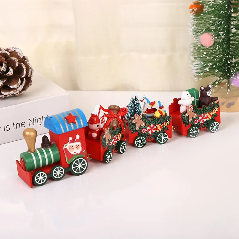 Tren pequeño de Navidad de madera, adornos navideños, decoración navideña para el hogar, Feliz Año Nuevo 2025, regalos creativos de Navidad para niños, regalo