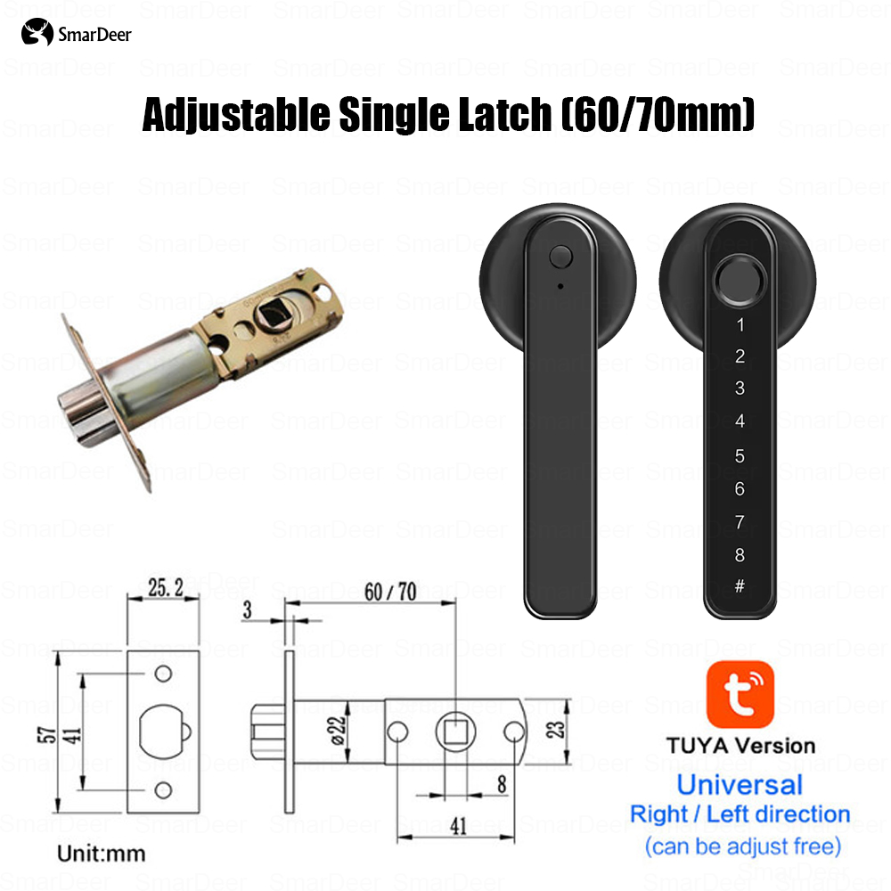 Tuya 스마트 잠금 장치 용 SmarDeer 전자 도어 잠금 장치 왼쪽 및 오른쪽 도어가있는 실내 Bluetooth 지문 잠금 장치