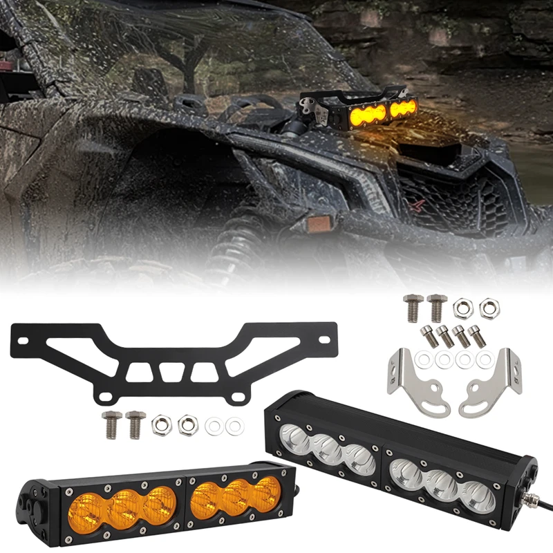 สําหรับ CAN-AM Maverick x3 2016-2023 UTV ด้านหน้ากระจังหน้า LED Light Bar 6000K 3000K เสริมขับรถด้านหน้า Bar Bracket MOUNT