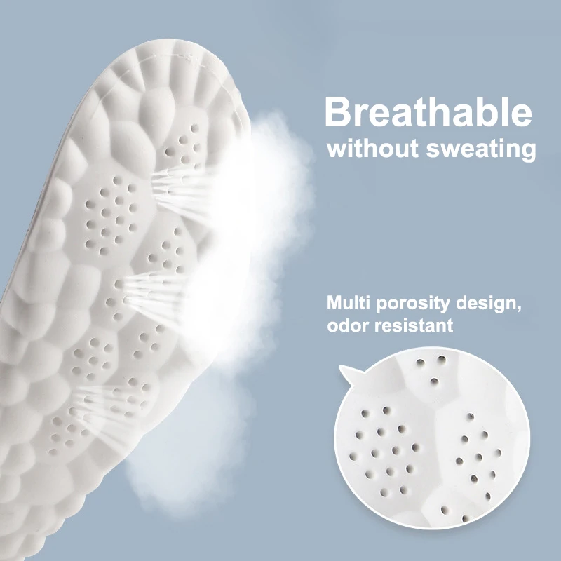 Palmilhas esportivas de látex de alta elasticidade, almofadas macias para sapatos, suporte de arco, palmilhas ortopédicas, desodorante respirável, almofada de absorção de choque