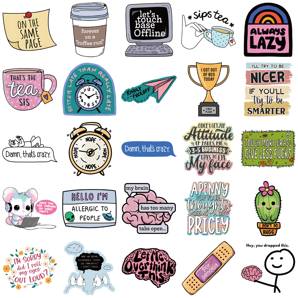 Autocollants SarCastic créatifs, 50 pièces, étuis de téléphone décoratifs, ordinateurs portables, tasses d'eau, planches à roulettes, autocollants imperméables personnalisés DIY