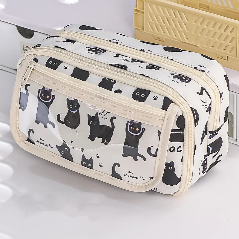 학생용 귀여운 카피바라 필통, 만화 애니메이션 고양이 발 연필 가방, 대용량 문구 보관 가방, 1 개