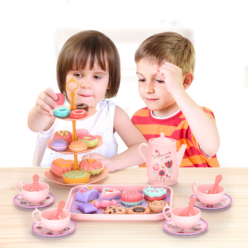 Bricolage Simulation thé nourriture gâteau ensemble jouer maison cuisine après-midi thé jeu jouets cadeaux semblant jouer jouet pour enfants enfants filles cadeau