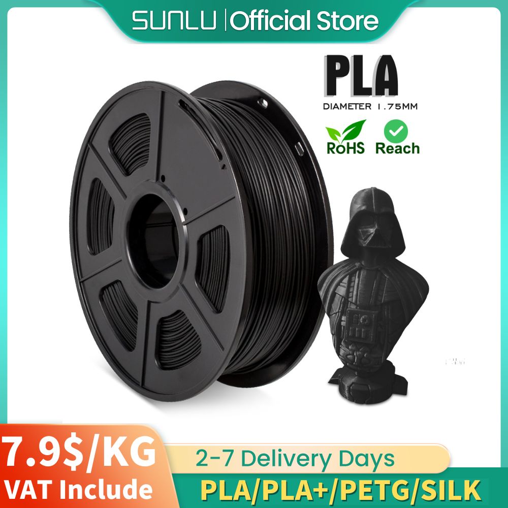 Sunlu impressora 3d 1kg petg/pla/pla +/seda 1.75mm tolerância +/-0.02mm filamento sem bolha do armazém ru/ue e embalagem a vácuo