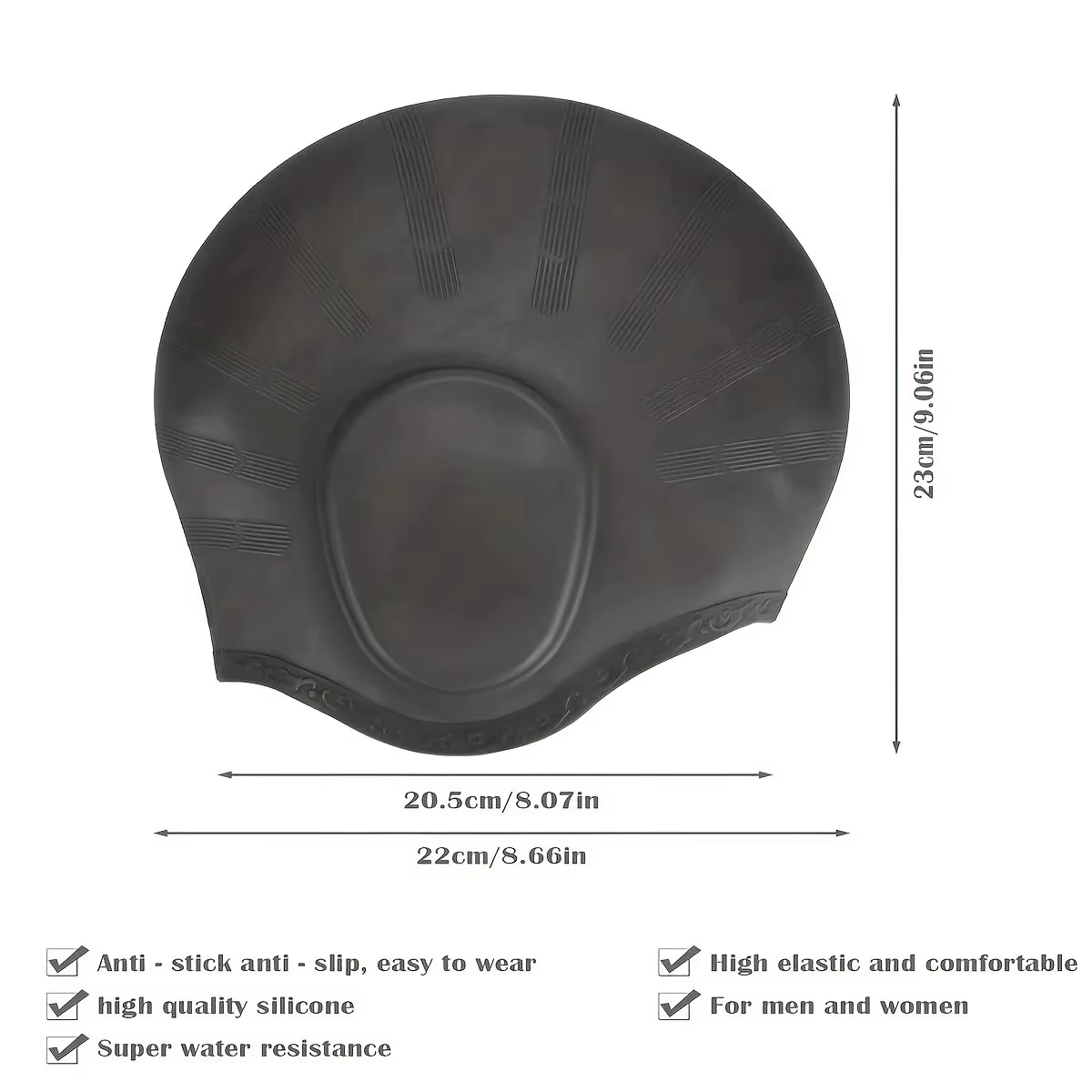 ​ ​ DIZETION siliconen badmuts - beschermt lang haar, superstretch met oorzakken voor volwassenen en tieners ​