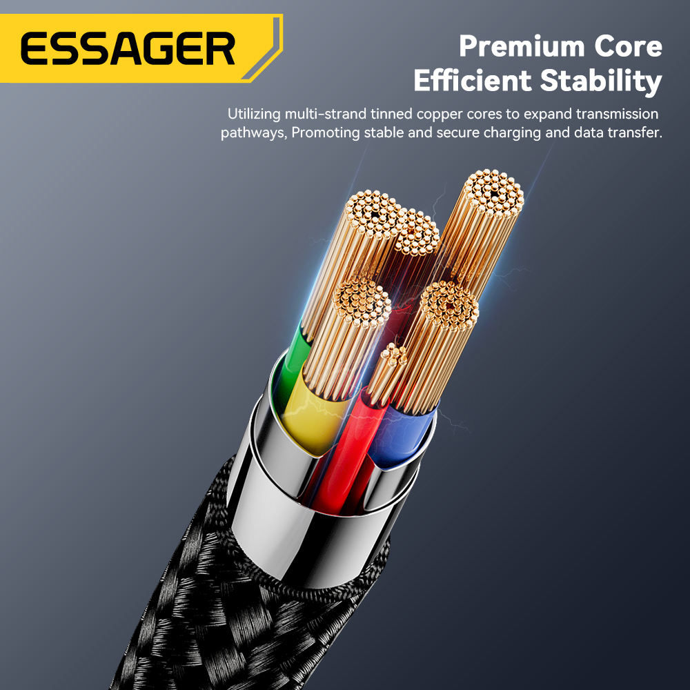 Essager-Cable USB tipo C 3A, Cables de carga rápida USB A a tipo C para iPone 15, Samsung, Xiaomi, Cable cargador de datos para teléfono móvil