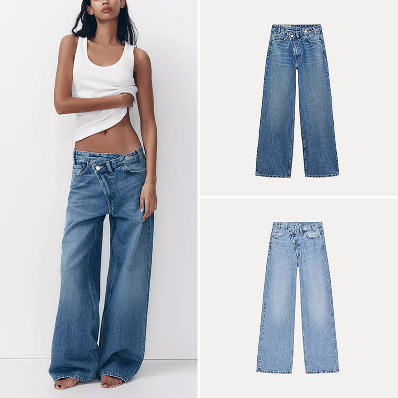Faionable Wide Leg Double Breasted High Waist Jeans Women's Spring 2025 New Arrival Z Stand Fit l Waist