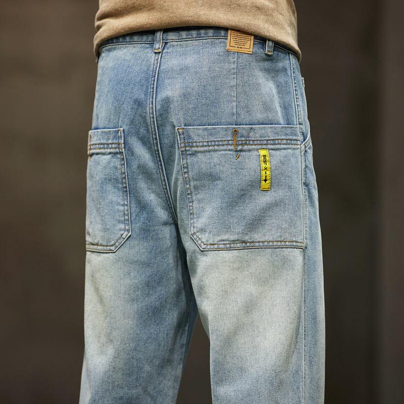 Baggy Herren Jeans hellblau locker sitzen gerade geschnitten übergroße große Herren Jeans 2024 Neuankömmling männlich volle Lemgth Hose