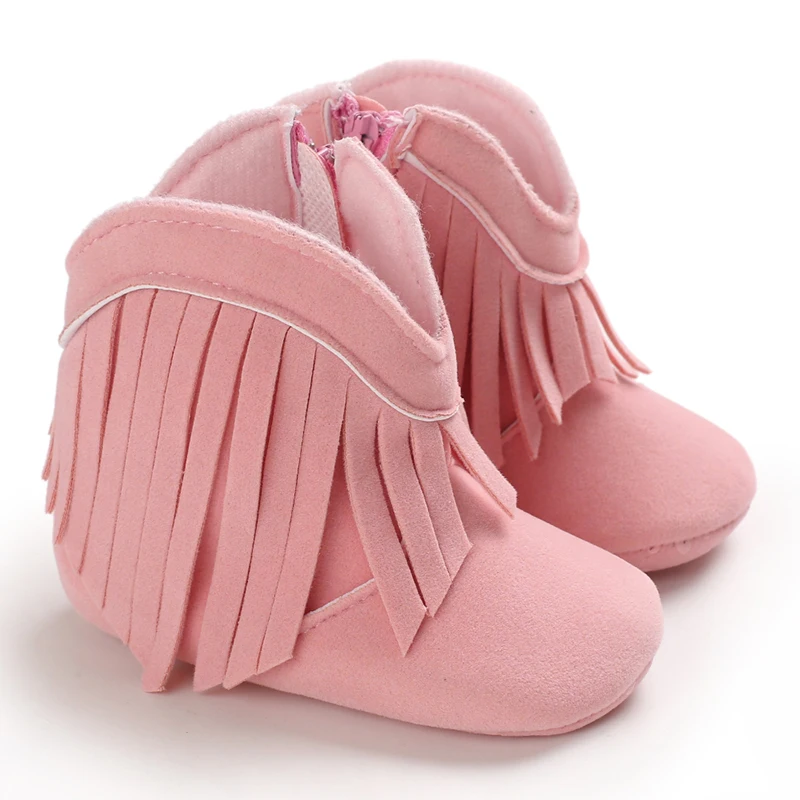 Botas de neve grossas para bebês de inverno com pelúcia, sapatos de algodão peludo rosa fofos, quentes e antiderrapantes, confortáveis, sapatos de caminhada para bebês