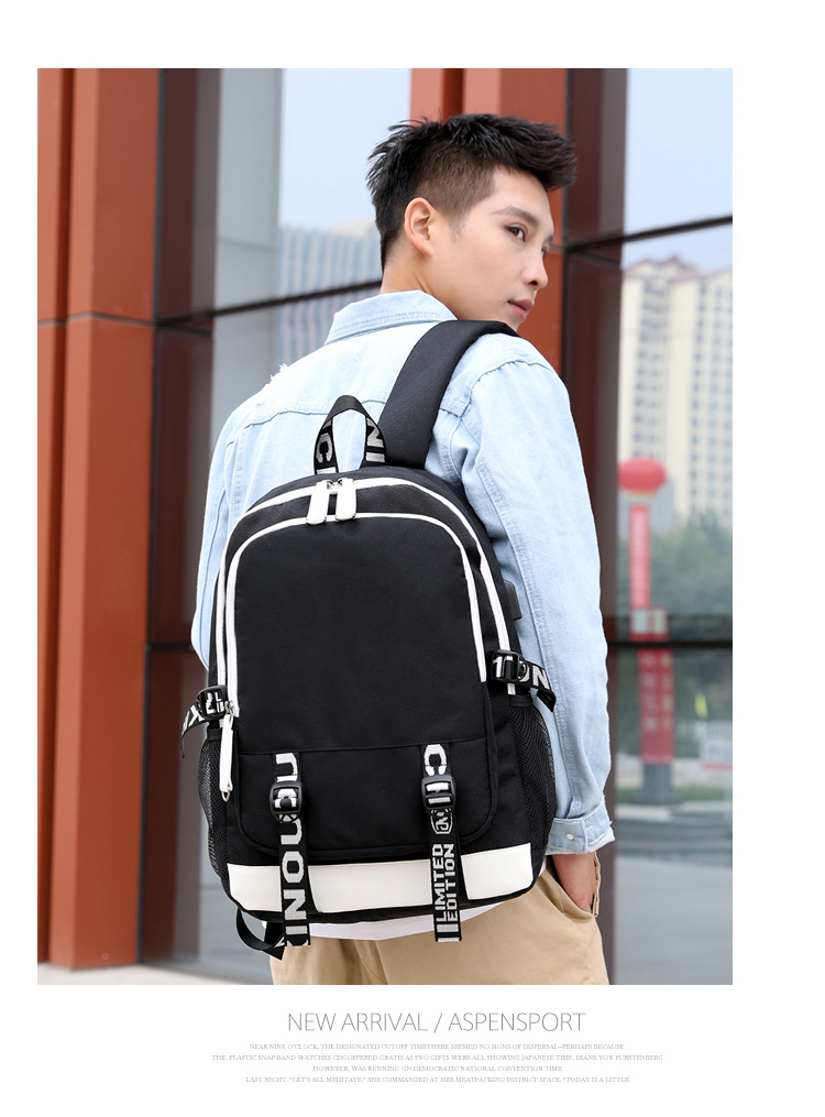 Anime Attack on Titan 인쇄 배낭 십대 패션 야외 거리 USB 배낭 대용량 배낭 학교 학교 가방