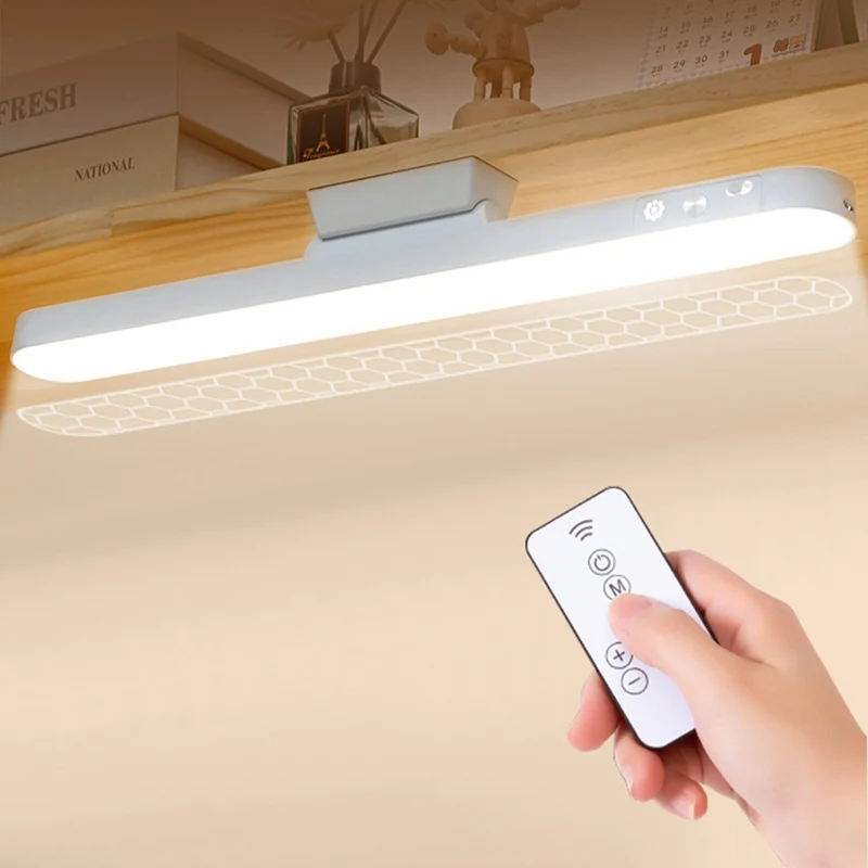 Lámpara de mesa LED colgante magnético, lámpara de escritorio recargable por USB, luz de lectura de 3 colores, armario regulable, luz nocturna