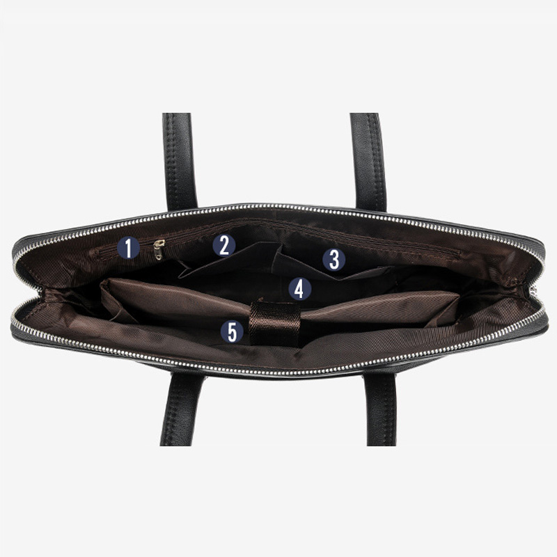 남성용 프리미엄 가죽 서류가방 - 분리 가능한 어깨끈이 있는 사무실 및 여행용 14인치 노트북 비즈니스 가방