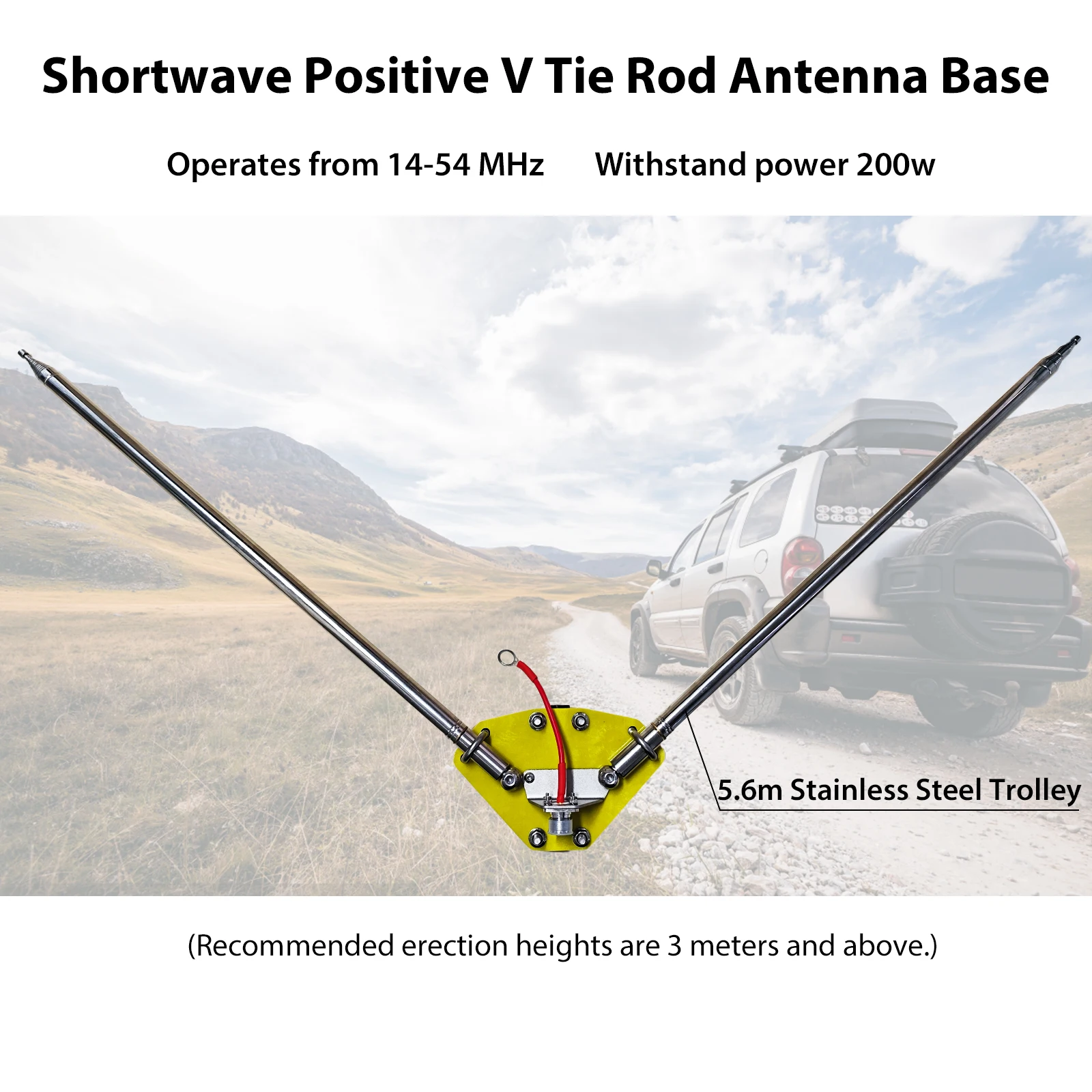 Positieve V Antenne Base Socket Voor HF Kortegolf Antenne Ondersteuning Statief Licht Stand Draad M10 5.6m antenne SO239