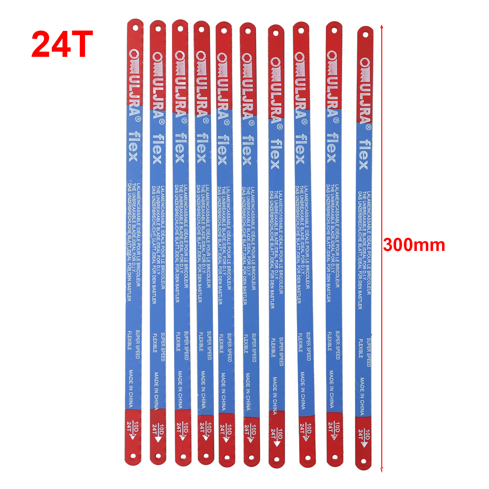 10Pcs/Set 14T/18T/24T Hacksaw Blade 300mm M35 Steel Hand Saw Blades Bi-Metal For Meat Wood Cut Hand Tool