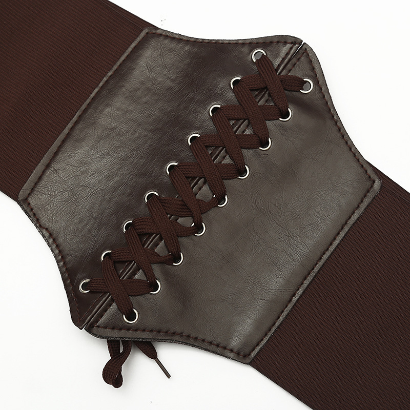 Corsé Punk negro para mujer, cinturón ancho de cuero, cinturones adelgazantes para el cuerpo, fajas, cinturón elástico de cintura alta, corsés de vestido femenino