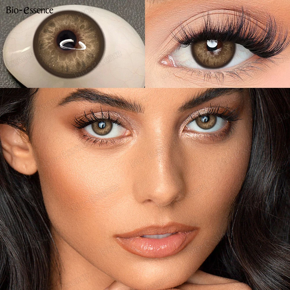 Bio-essence farbige Kontaktlinsen für die Augen, natürliche braune Augenlinsen, graue kontaktgrüne Linsen, blaue Linsen, modische Linsen, 1 Paar