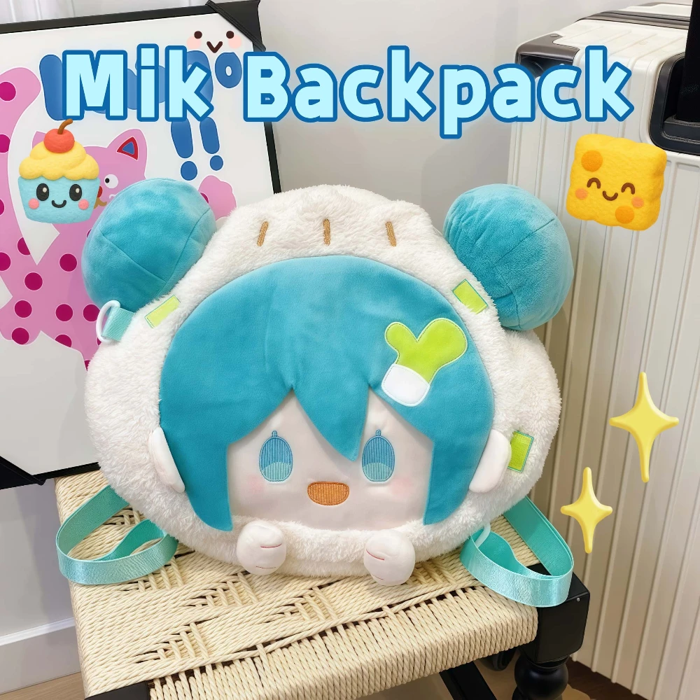 Hatsune Miku Mochila grande de felpa Itabag estilo JK con moño peinado Pin exhibición regalo espacioso para niña lindo bolso de hombro de Anime