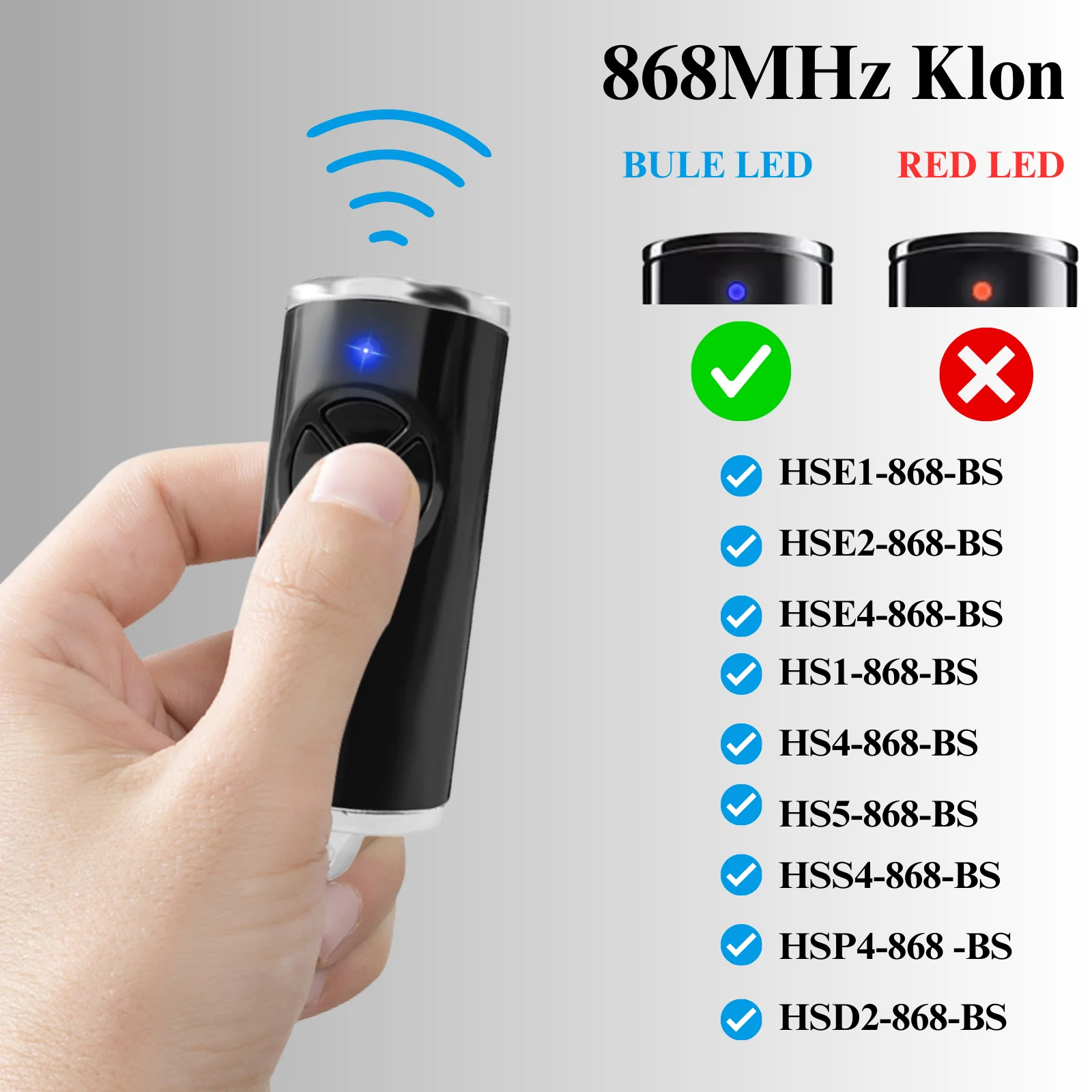 Transmisor portátil de 868MHz clon HSE4-868-BS Compatible con comando Hormann Bisecur Original HSE2 HS1 HS4 868 BS Control remoto