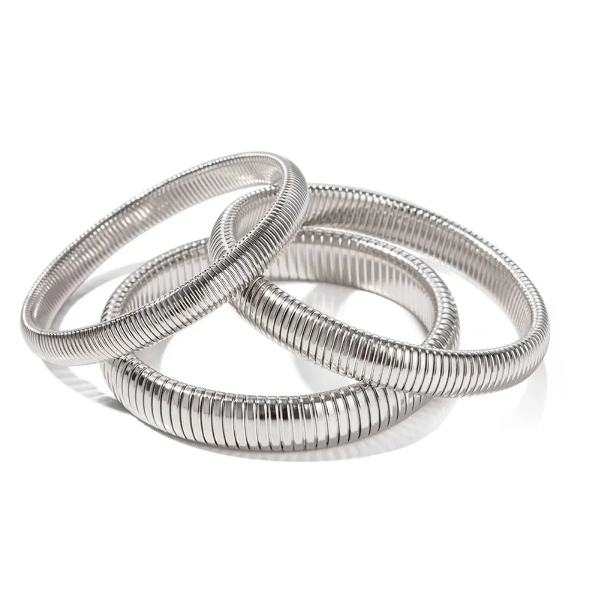 Brazalete de cadena de serpiente flexible con textura de acero inoxidable, pulsera ancha chapada en oro de 18k, joyería de moda, regalos para mujer