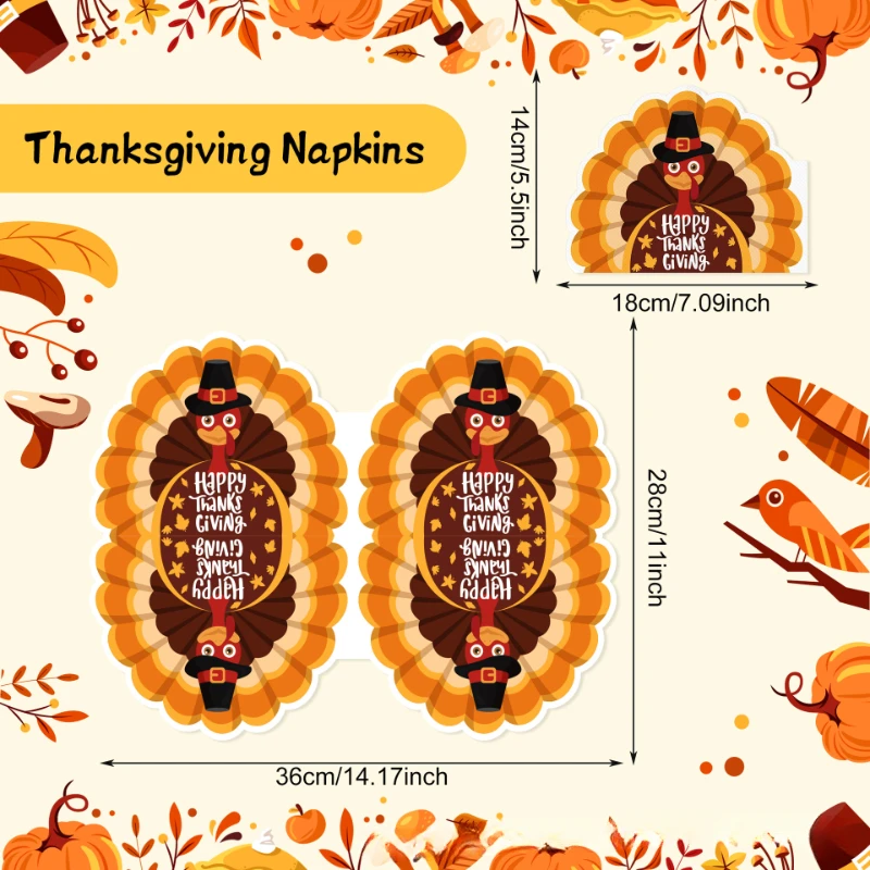 20 pz/Pac 28*36cm tovaglioli di carta a forma di ringraziamento autunno Party Holiday tovaglioli di carta usa e getta tovagliette di carta Decorative