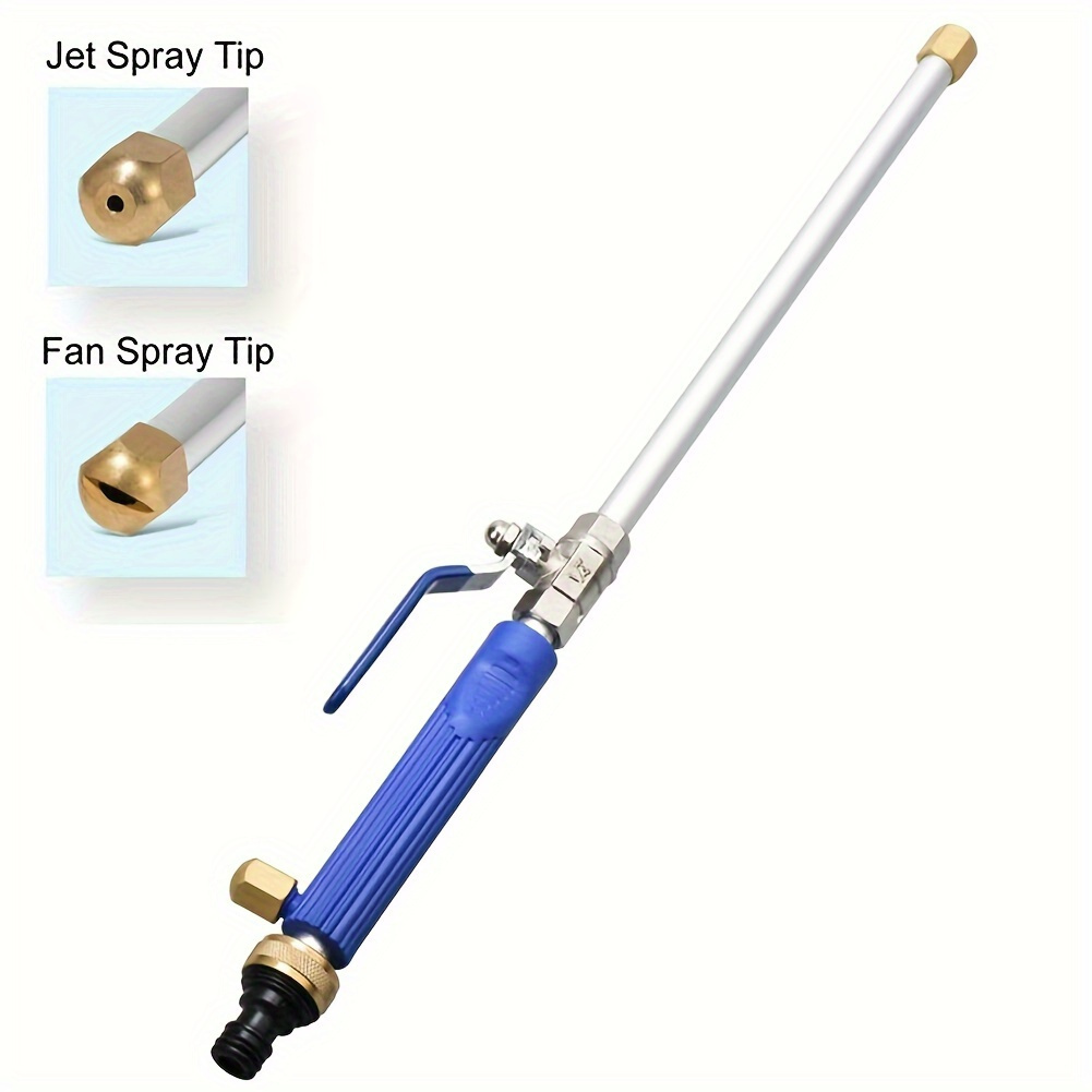 High Pressure Hand Water Gun Nozzle with Brass Exterior Finish, Car Wash & Clean - Adjustable Nozzle Stick,
