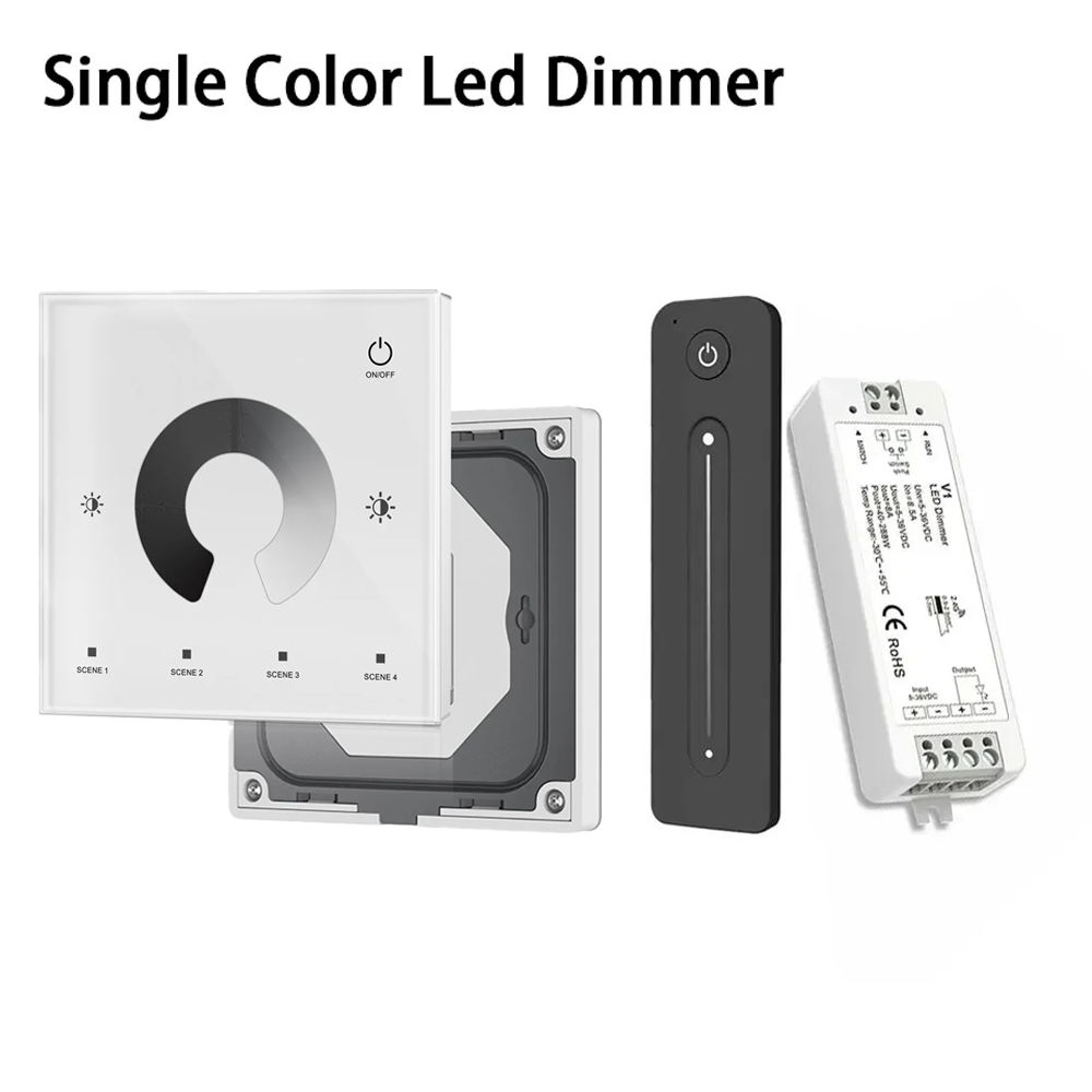 DC 5V 12V 24V 36V LED Dimmer for Single Color Strip Light V1 RF Dimming Controller with 2.4G Touch Panel Switch Remote Control