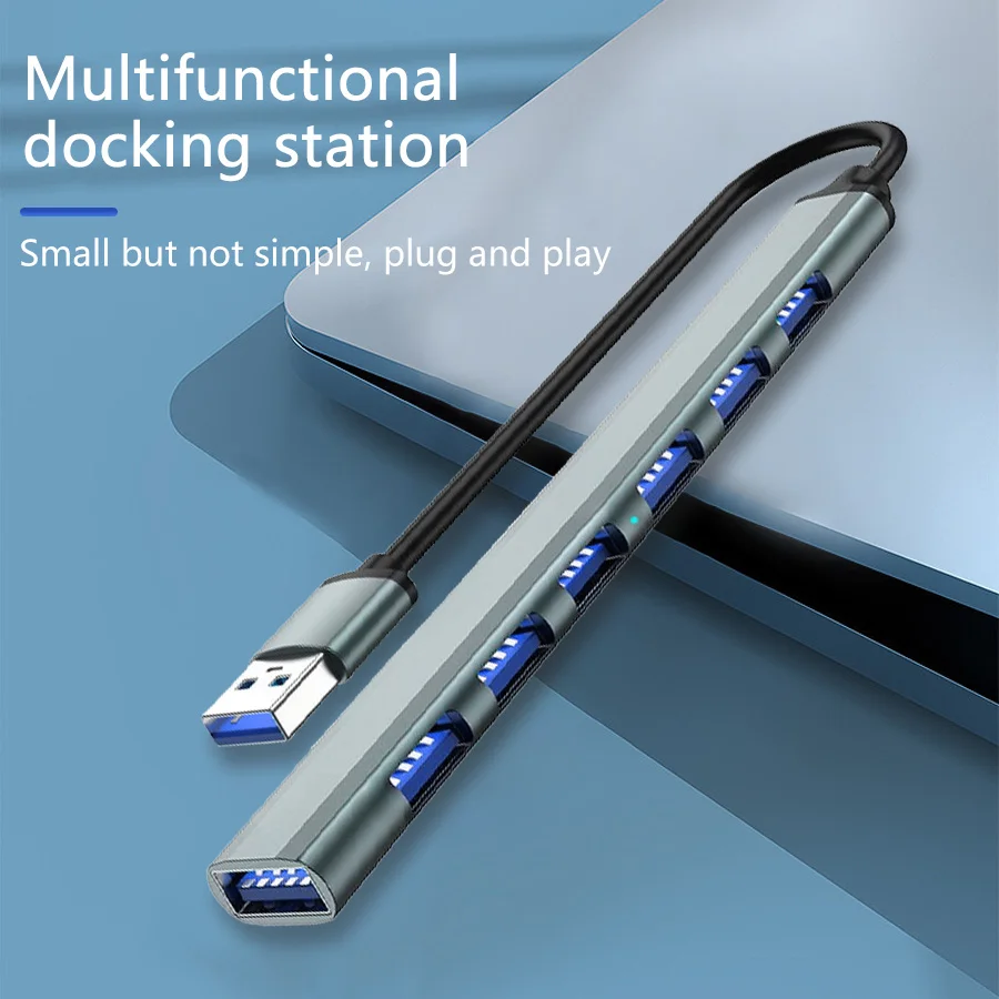 Adaptador HUB multidivisor de 7 puertos USB OTG tipo C o puerto macho USB opcional para PC, portátil, ordenador, teléfono, accesorio