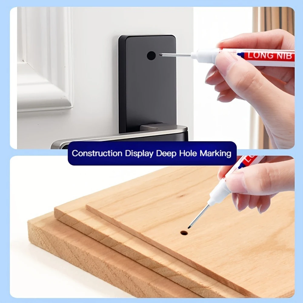 10 ชิ้น/เซ็ตอเนกประสงค์ 20 มม.หลุมลึกยาว Nib HEAD MARKER สําหรับโลหะ Perforating ปากกากันน้ําห้องน้ําไม้ตกแต่งเครื่องมือ