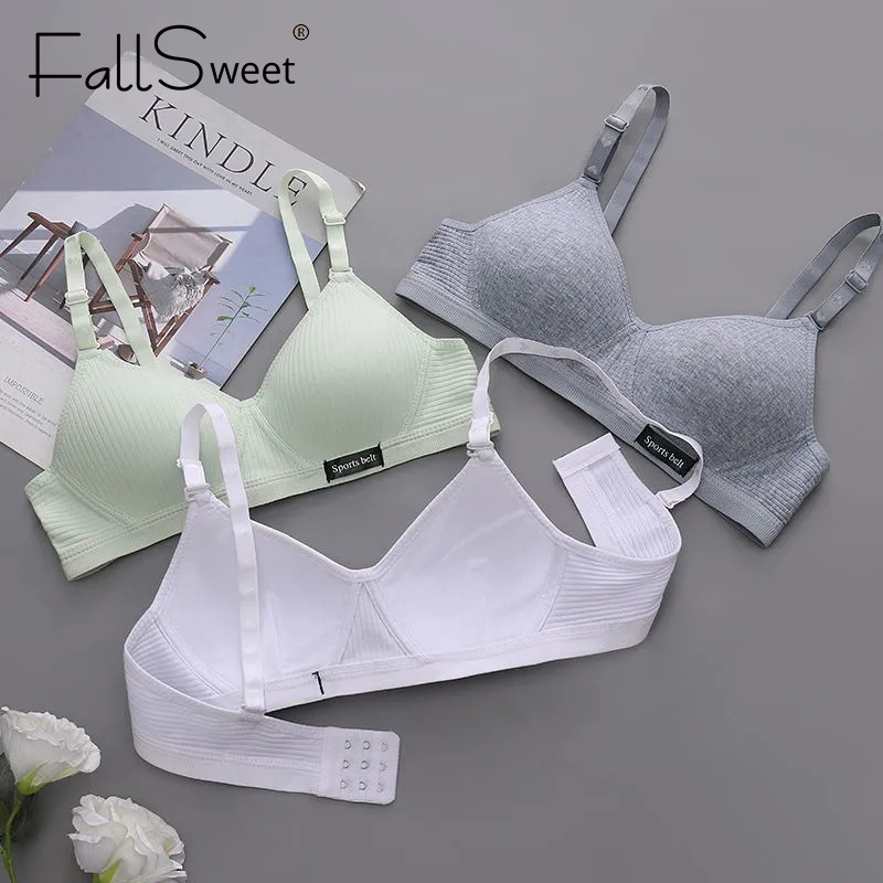 FallSweet-Sujetador inalámbrico de algodón para mujer, sujetadores push-up sin costuras, ropa interior cómoda en forma de V, lencería íntima de copa AB