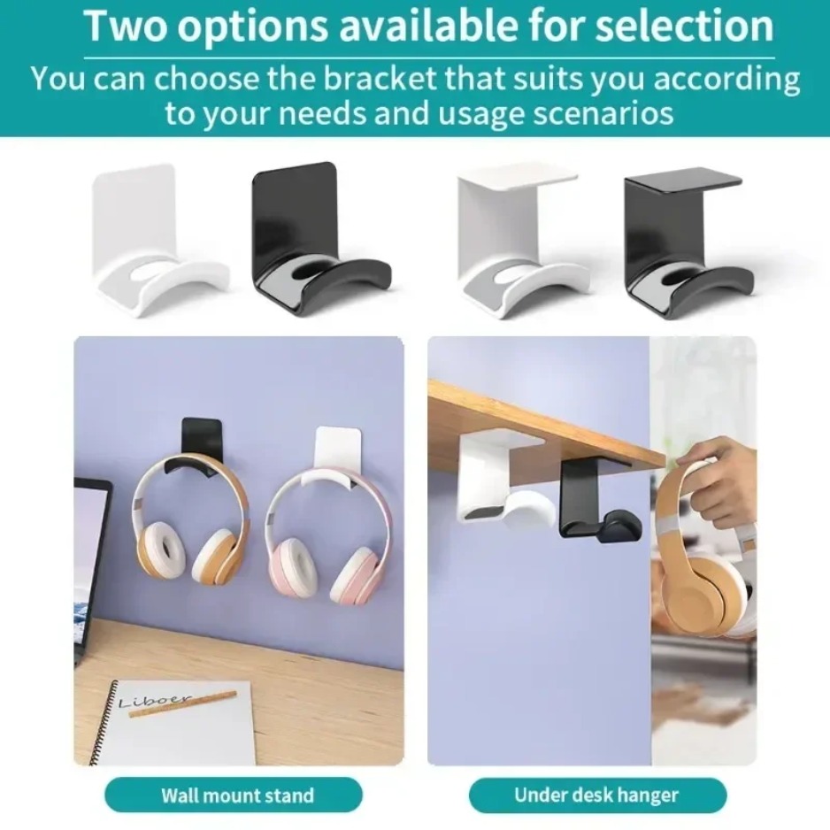 XIKCU Desk Universal Headphone Stand Adhensive Plastic Wall Mount Hanger Headset Holder Support For Gaming Earphone Bracket