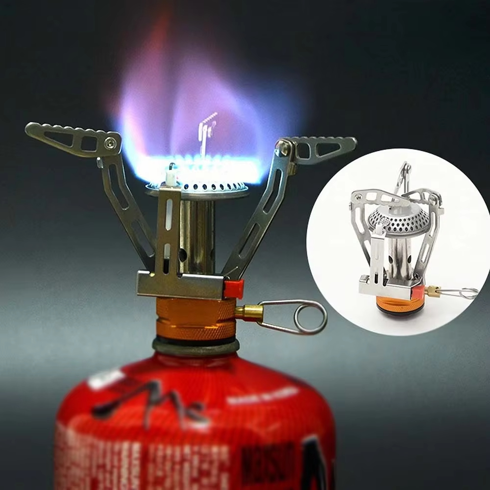 Mini Camping Gasfornuis Hoofd Opvouwbare gasbrander Ultralichte kleine vuuroven Picknick Keuken wandelen Survival kookgerei