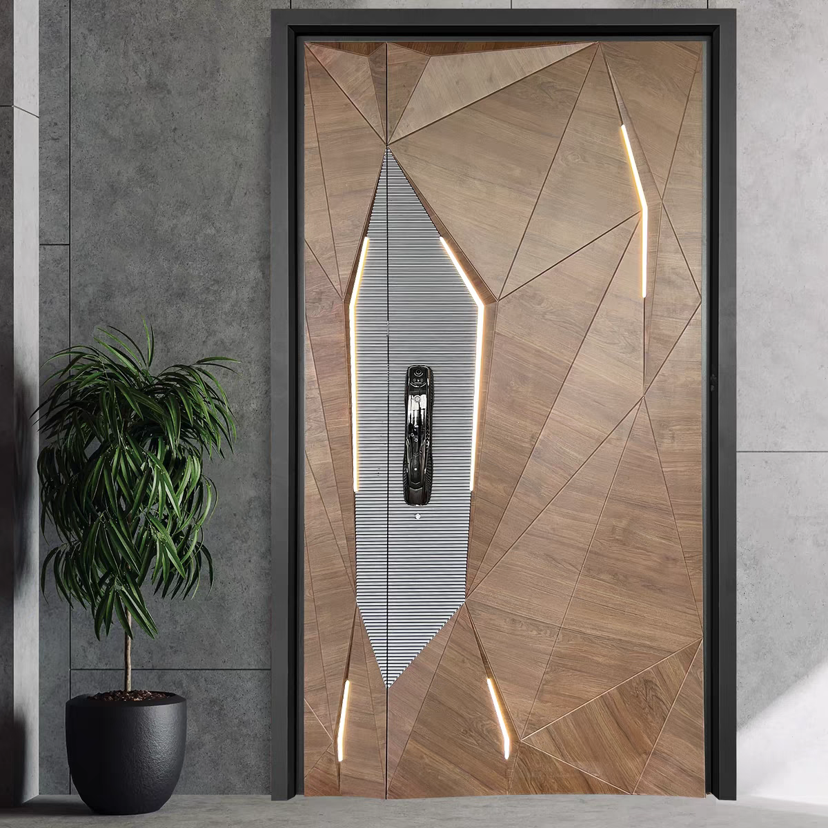 Portas de entrada Sixinalu com faixa de luz 1.5S.q Porta de entrada externa de alumínio Painel de porta frontal de batente Decoração de casa personalizada