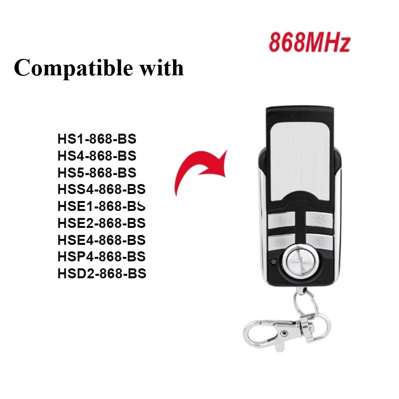 868.35MHz HSE4 BS HS1 HS4 HS5 HSP4 HSD2 HSE2 HSE5 HSE1 868 BS Garage Door Remote Control BS Rolling Code Remote