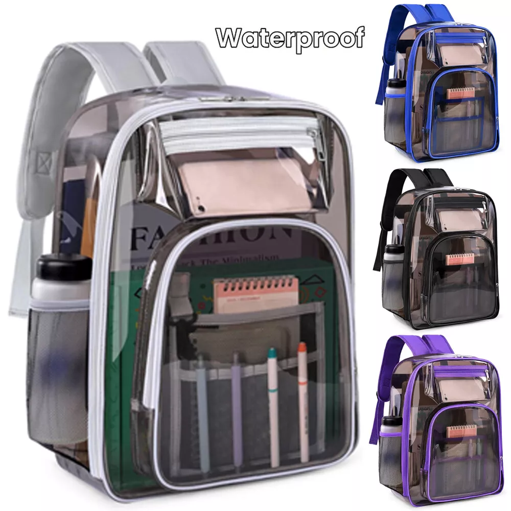 Nueva marca, mochila transparente grande y resistente, mochila impermeable multifuncional de PVC transparente para estadio escolar