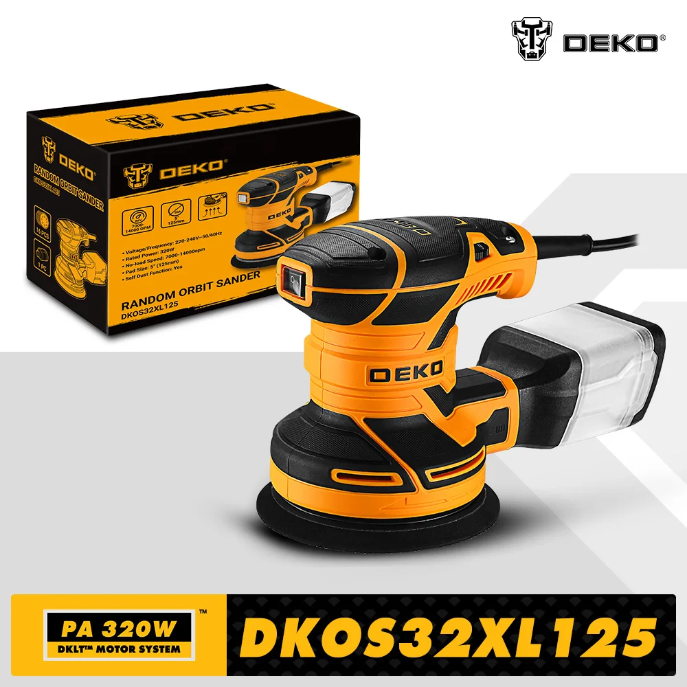 DEKO DKOS32XL125 320 W Geschwindigkeit 14.000 Uhr Zufälliger Exzenterschleifer Home DIY Carpenter Starker Staubsammelpolierer