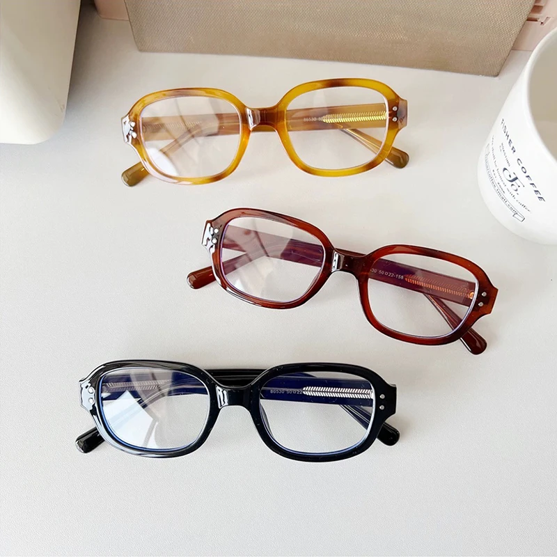Retro Square Frame Eyeglass Women Red Computer Reading Glasses Clear Blue Light Blocking Eyewears Vintage Decorative Goggles