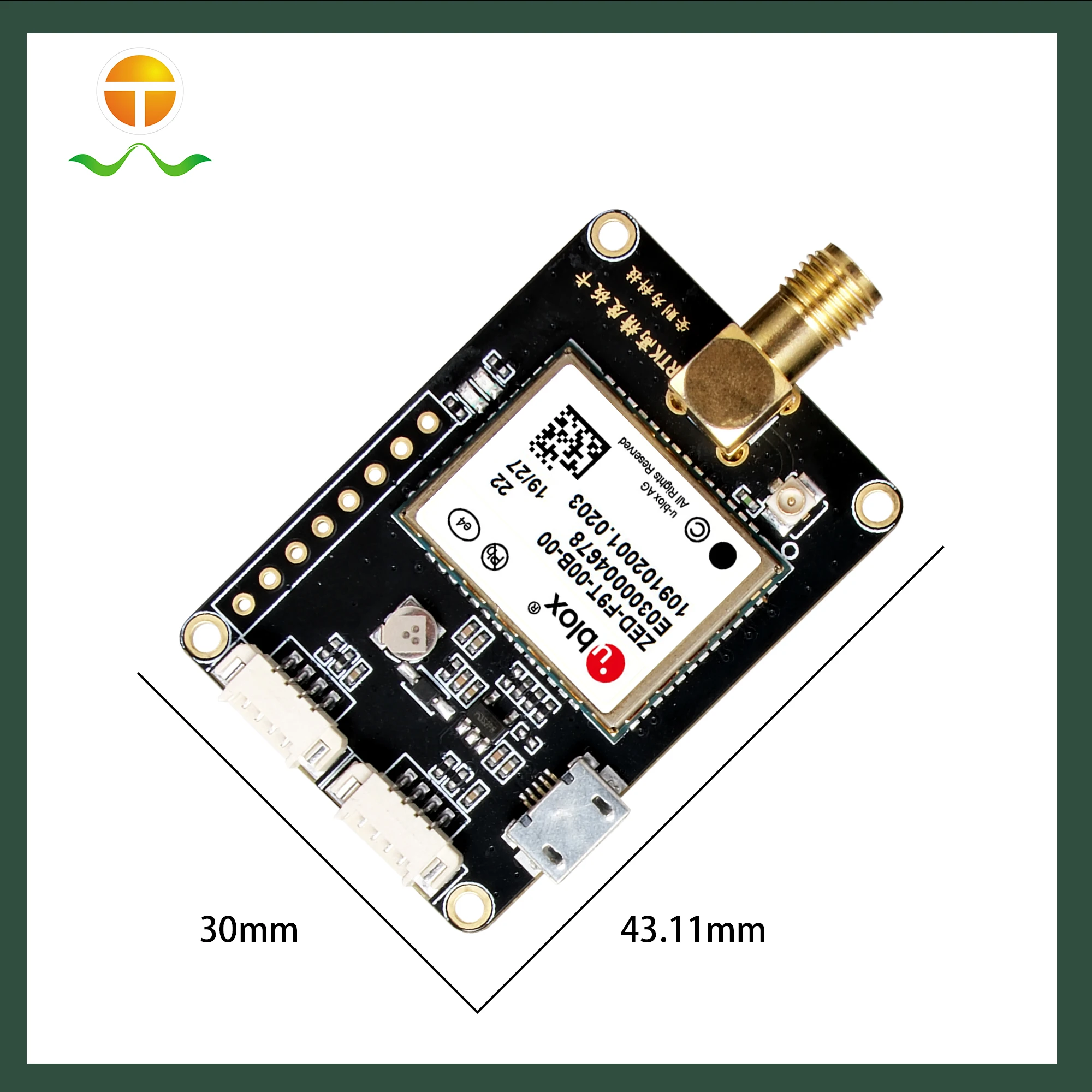 Ublox ZED-F9T-00B-01 RTK GNSS/GPS Placa receptora Placa de desenvolvimento USB com antena para módulo GPS