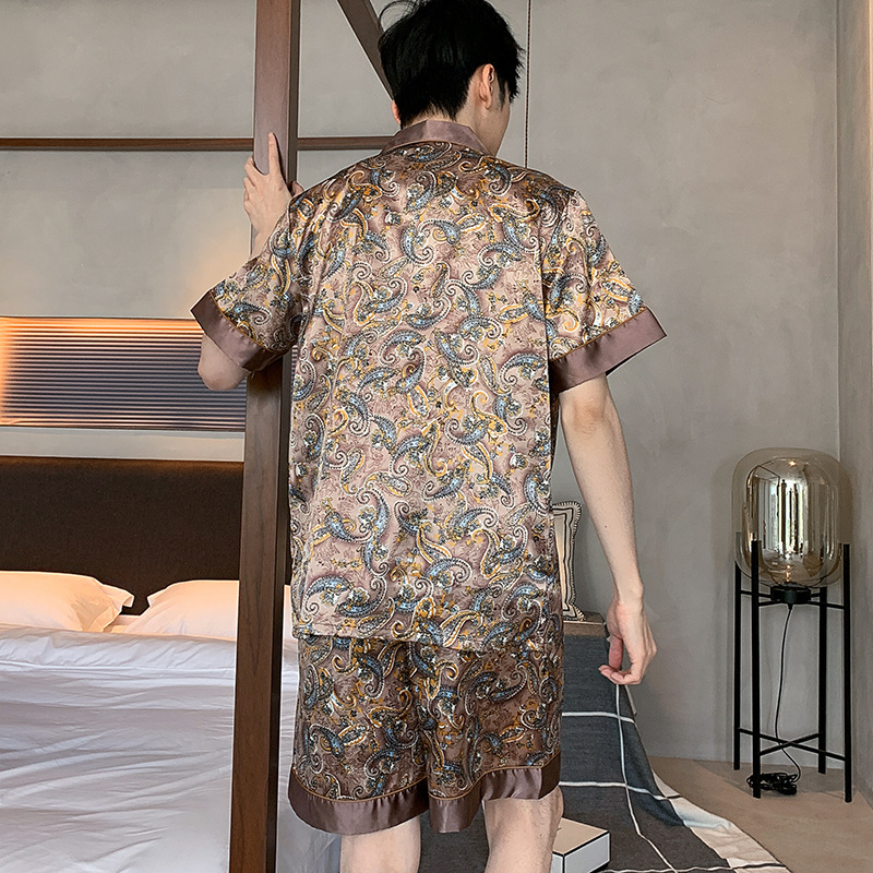 Quần Thiết Kế Cổ Nam Đồ Ngủ Dài Tay Ngủ Cao Cấp Loại Mỏng Làm Bộ Đồ Ngủ Lụa Nam Bộ Đồ Ngủ Mặc Bộ Pijama Bộ