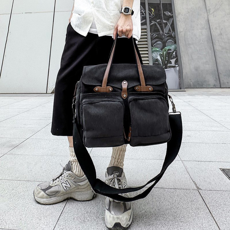Large Capacity Briefcases Men Travel Bags Canvas Weekend Shoulder Bags Multifunctional Messenger Tote Bags With Long Strape