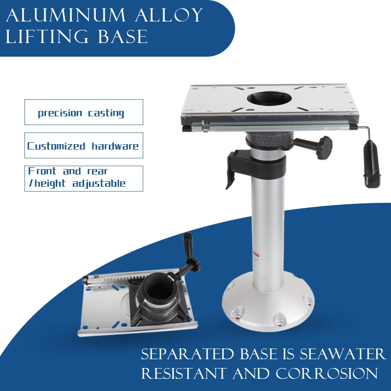 Pedestal de assento de barco com elevador a gás de alumínio com montagem deslizante - Pedestal de assento de elevação pneumático de altura ajustável alimentado por ar