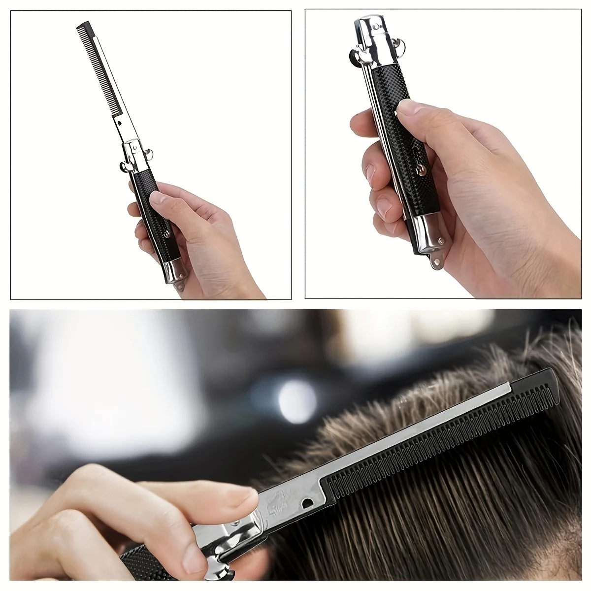 New Folding Spring Comb Automatic Combs Portable Foldable Knife Brushes Hair Trimmer Comb Brush Accessories