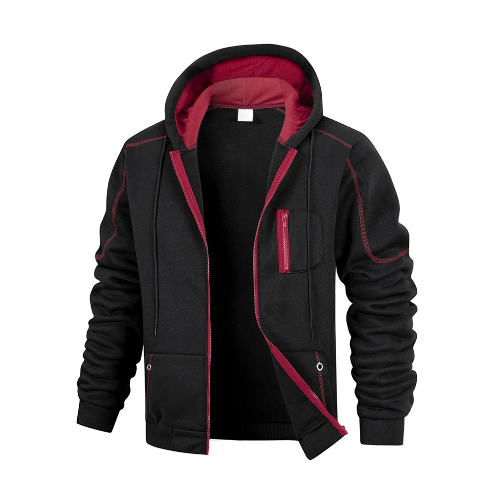 Heren casual sport rits hoodie jas effen kleur vest sweatshirt voor herenkleding sportkleding slim fit casual jas