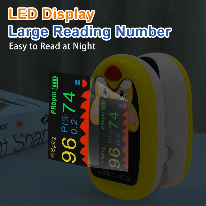 Wiederaufladbare Kind Finger Pulsoximeter TFT Display Strap Lanyard Blut Sauerstoff Sättigung Meter Kinder Kinder Oximetro SPO2