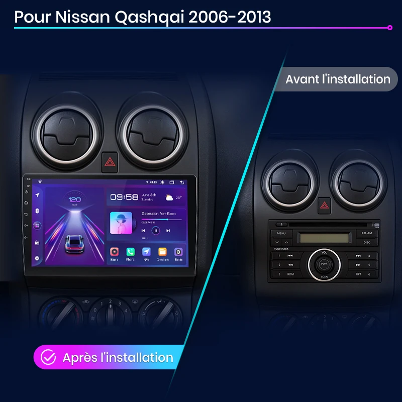 Junsun CarPlay Android Radio samochodowe dla Nissan Qashqai J10 2006 - 2013 GPS inteligentne systemy tereo multimedialne Radio samochodowe