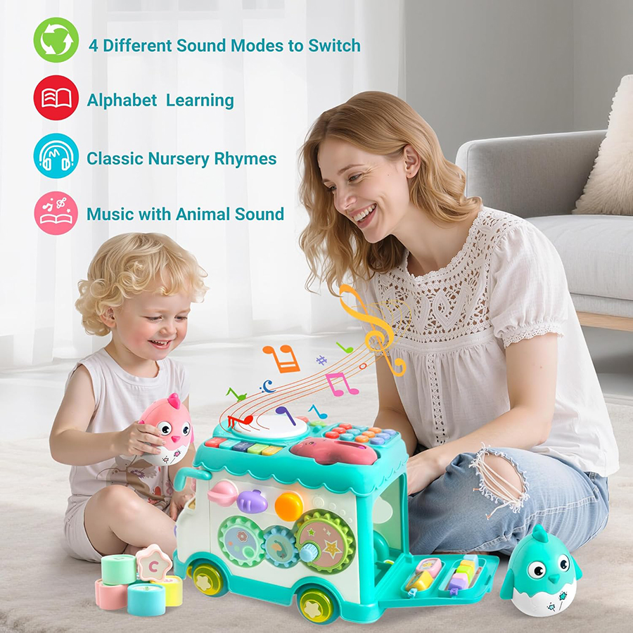 Jouets éducatifs Montessori pour bébé, Bus Musical, apprentissage Musical, jouets d'activité pour bébé en bas âge