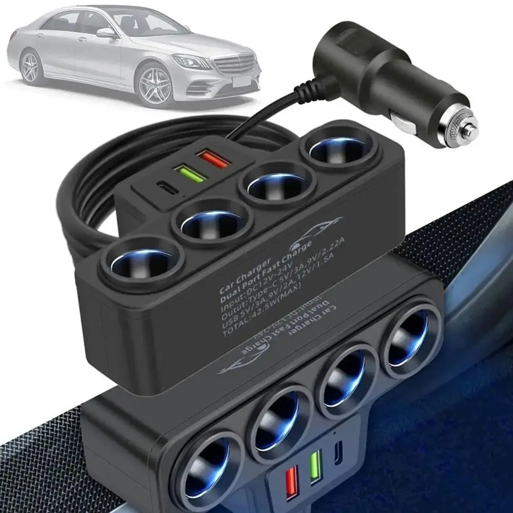 12 V/24 V Sigarettenaansteker Adapter Nieuwe 4-Socket 3.1A Oplader Oplader USB Auto USB + QC3.0 + PD3.1A Accessoires Poort USB 120 W