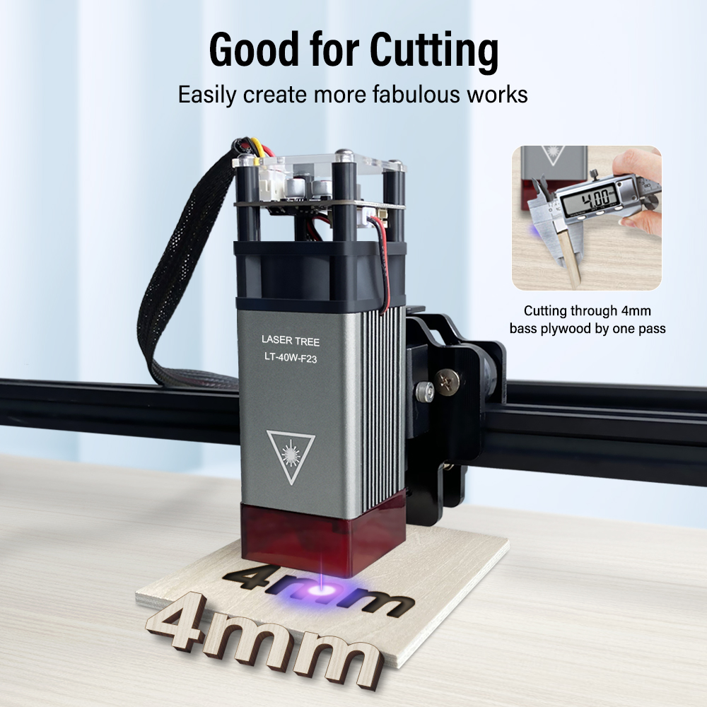 Cabezal láser de 4W, 5W, 10W, módulo TTL de luz azul de 450nm con capó de Metal para máquina cortadora de grabado láser CNC, herramientas de carpintería