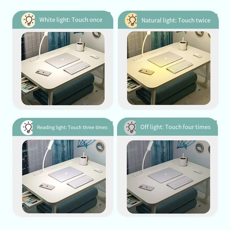 Laptop Desk for Bed Lap Desk with LED Desk Ligh, Laptop Bed Tray Table, Foldable Lap Tablet Table with Storage Drawer