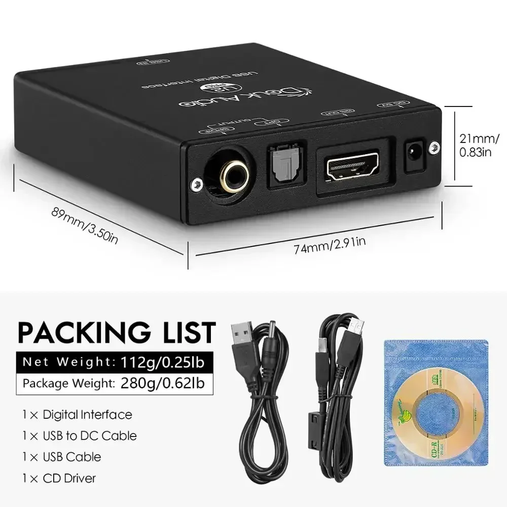 Douk Âm Thanh U2 Mini XMOS XU208 USB Để Đồng Trục/Quang Học/12S Chuyển Đổi Kỹ Thuật Số Giao Diện DSD256 PCM384K
